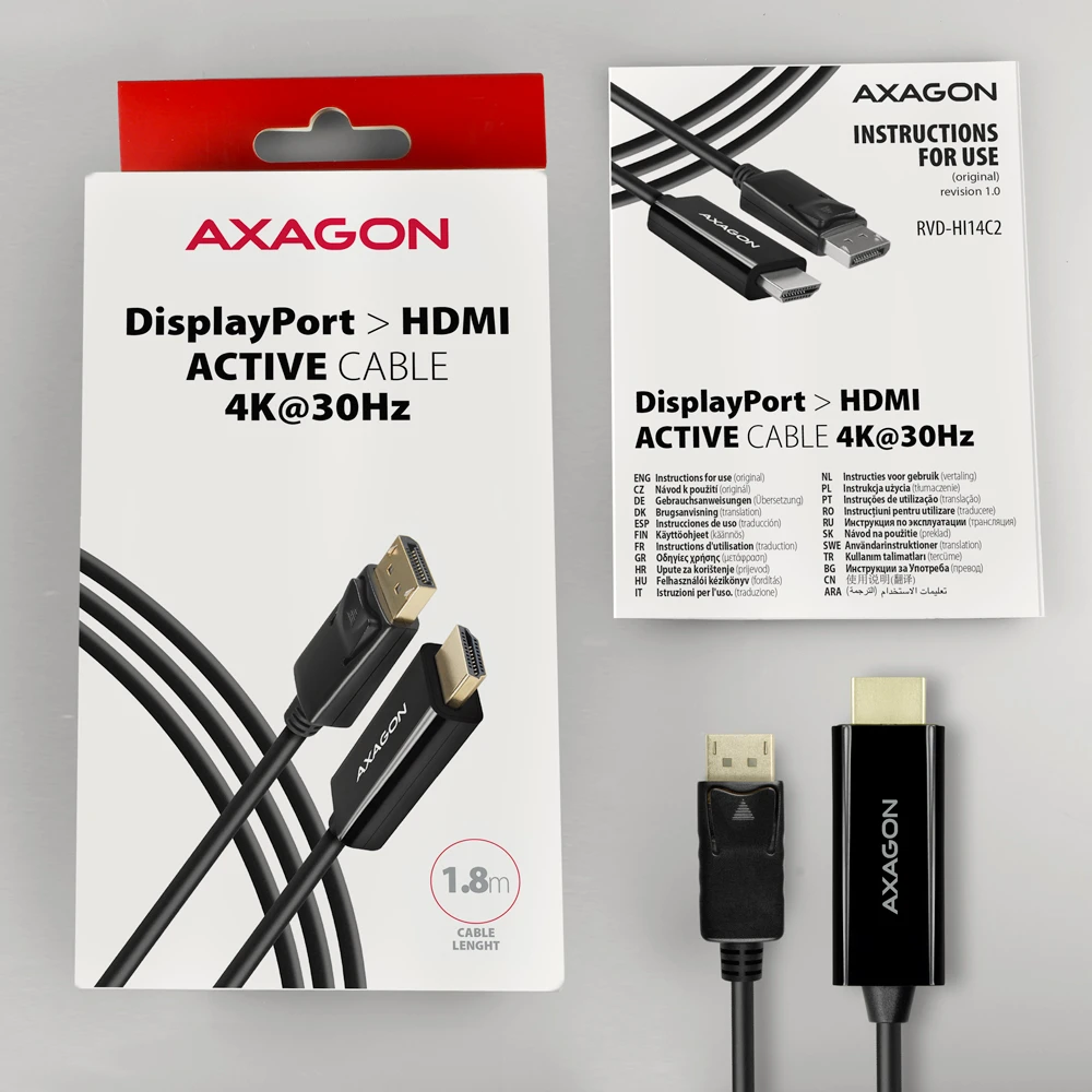 AXAGON RVD-HI14C2 DisplayPort > HDMI 1.8m 4K/30Hz
