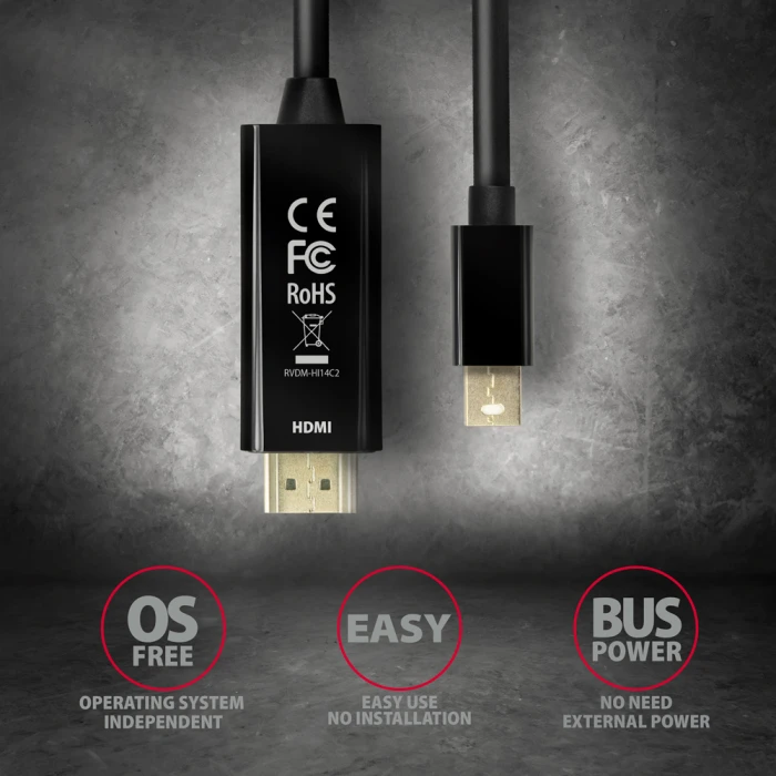 AXAGON RVDM-HI14C2 Mini DP > HDMI 1.8m