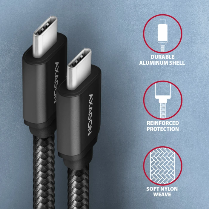 Axagon USB type-C 3.2 Gen 1 Braided 2m