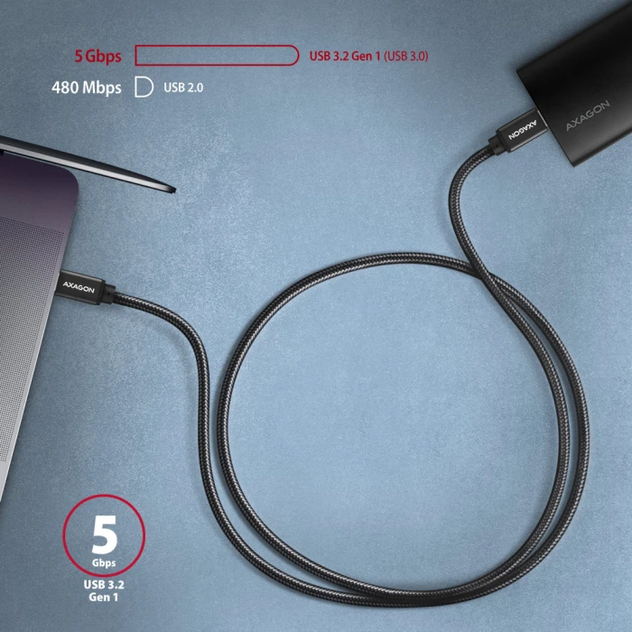 Axagon USB type-C 3.2 Gen 1 Braided 2m