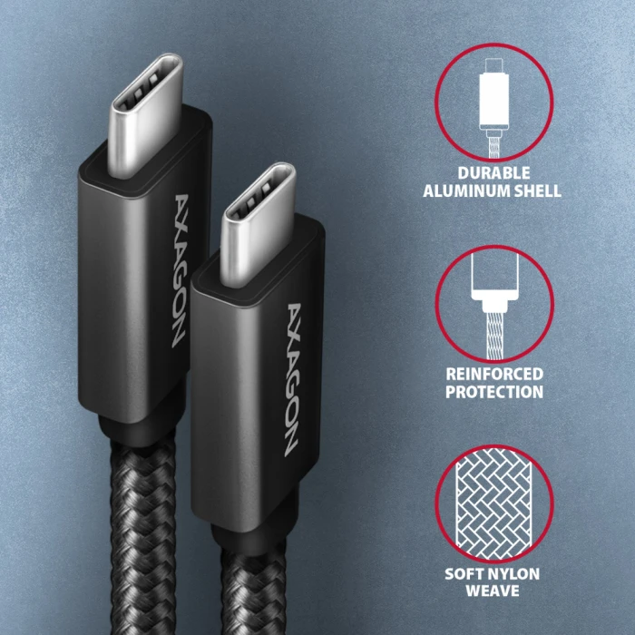 Axagon USB 3.2 Gen 2 Braided 100W 2m