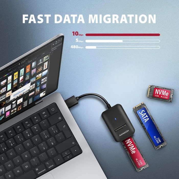 AXAGON USB-A 10Gbps > M.2 NVMe/SATA