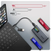AXAGON USB-C 10Gbps > M.2 NVMe LCD