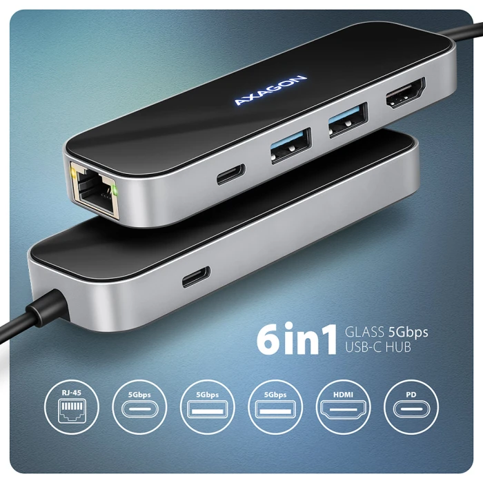 AXAGON USB-C 5Gbps 6in1 hub