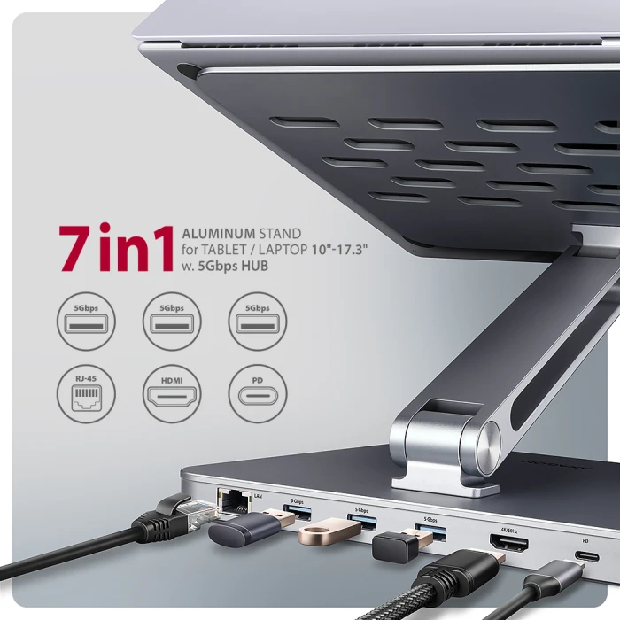 AXAGON USB-C ALUMINUM STAND/HUB 7in1