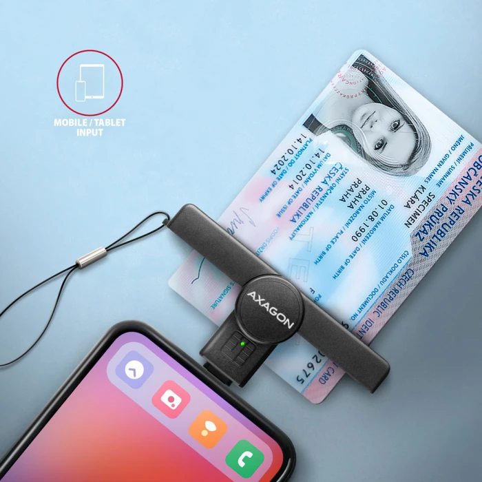 AXAGON USB-C Smart card PocketReader