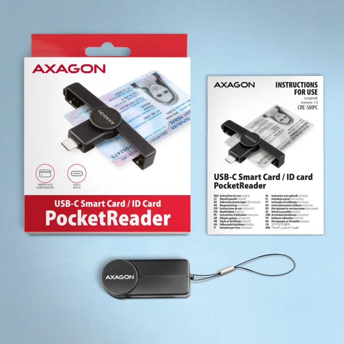 AXAGON USB-C Smart card PocketReader