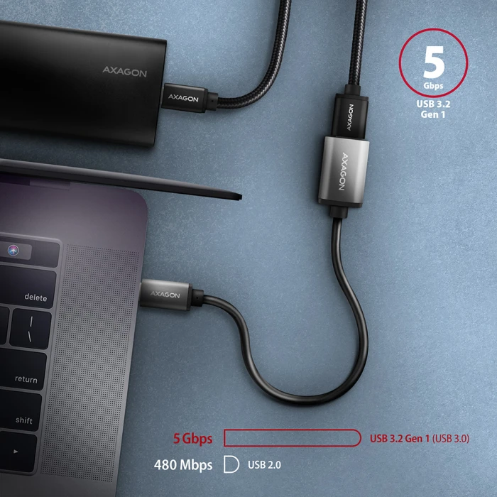AXAGON USB-C > USB-A 5Gbps - 0.2m