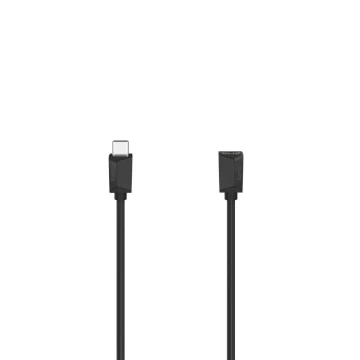 Удължителен кабел HAMA, Full-Featured, USB-C женско - USB-C мъжко, 0.5 м, USB 3.2 Gen1, 5 Gbit/s, Черен