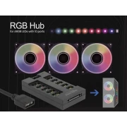 RGB хъб Delock 64128, 10 портов ARGB LEDs, Черен