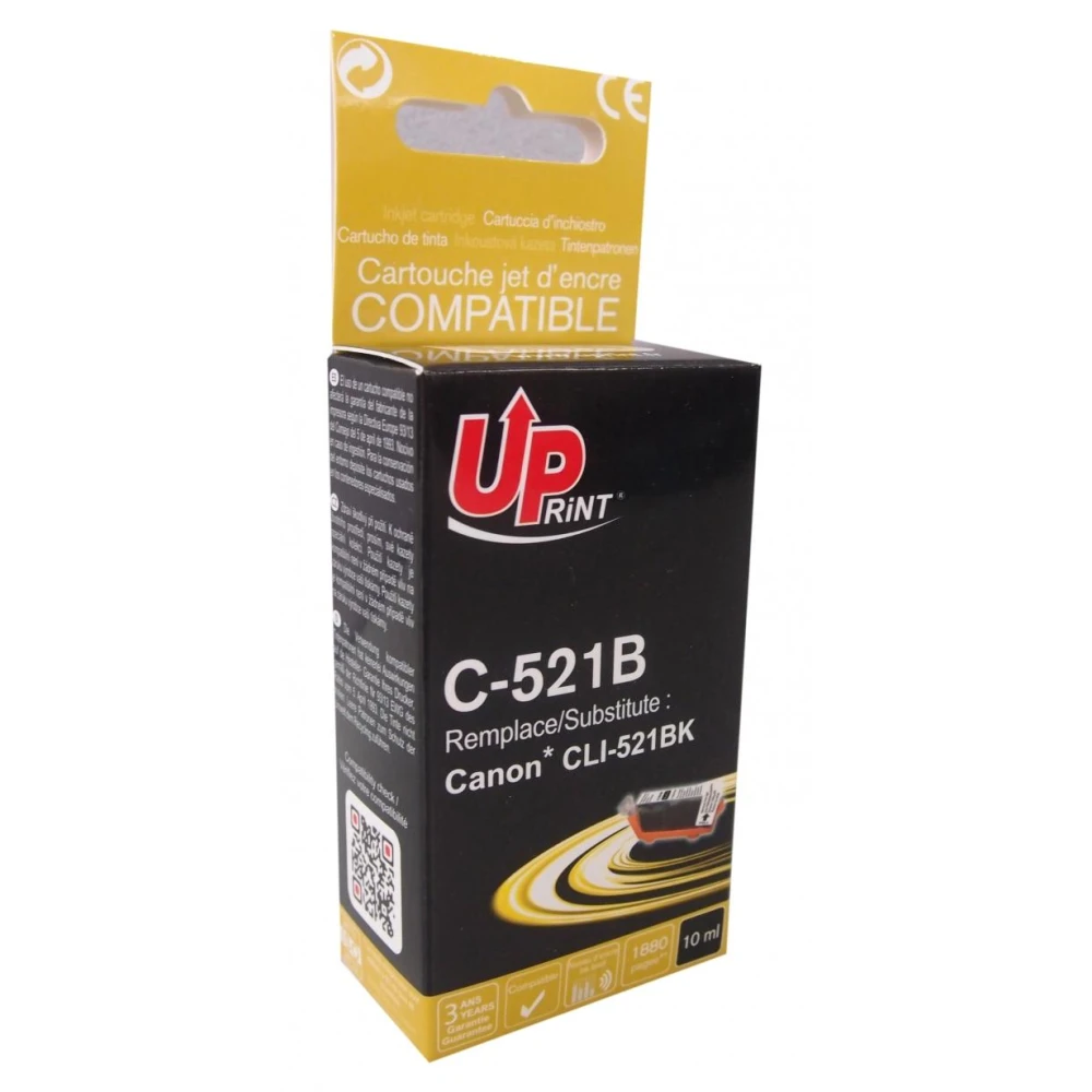 Мастилница UPRINT CLI521 CANON, С чип, Черна