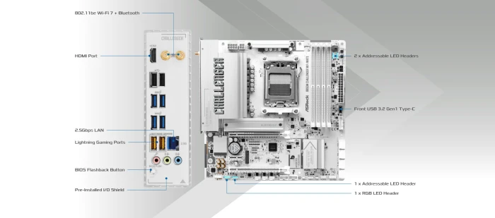 ASRock B850M Challenger WiFi White
