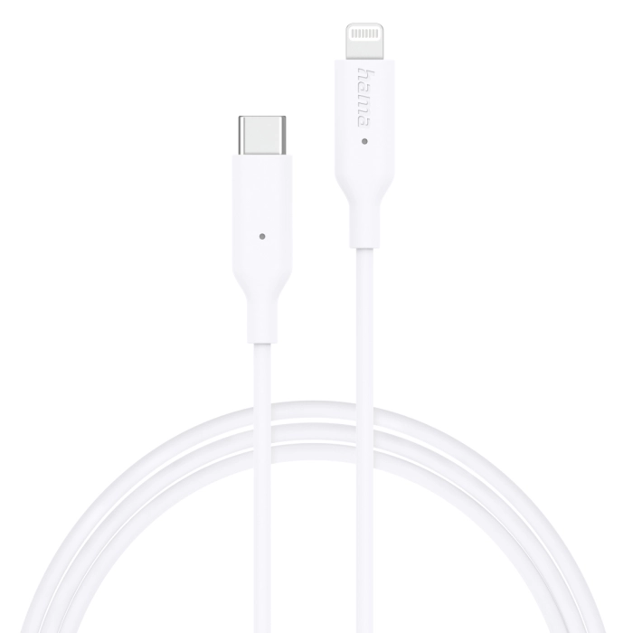 Кабел за зареждане/Дата, USB-C/ Type-C/-Lightning, 1м, бял