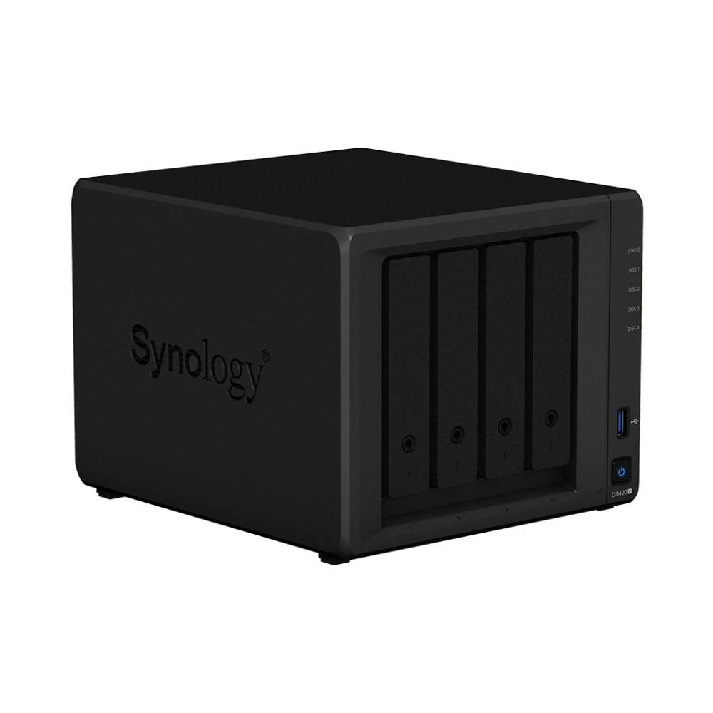 Мрежов сторидж Synology DS420+, за 4 диска, до 108TB, 2.0GHz, 2GB, Гигабит, USB3.2