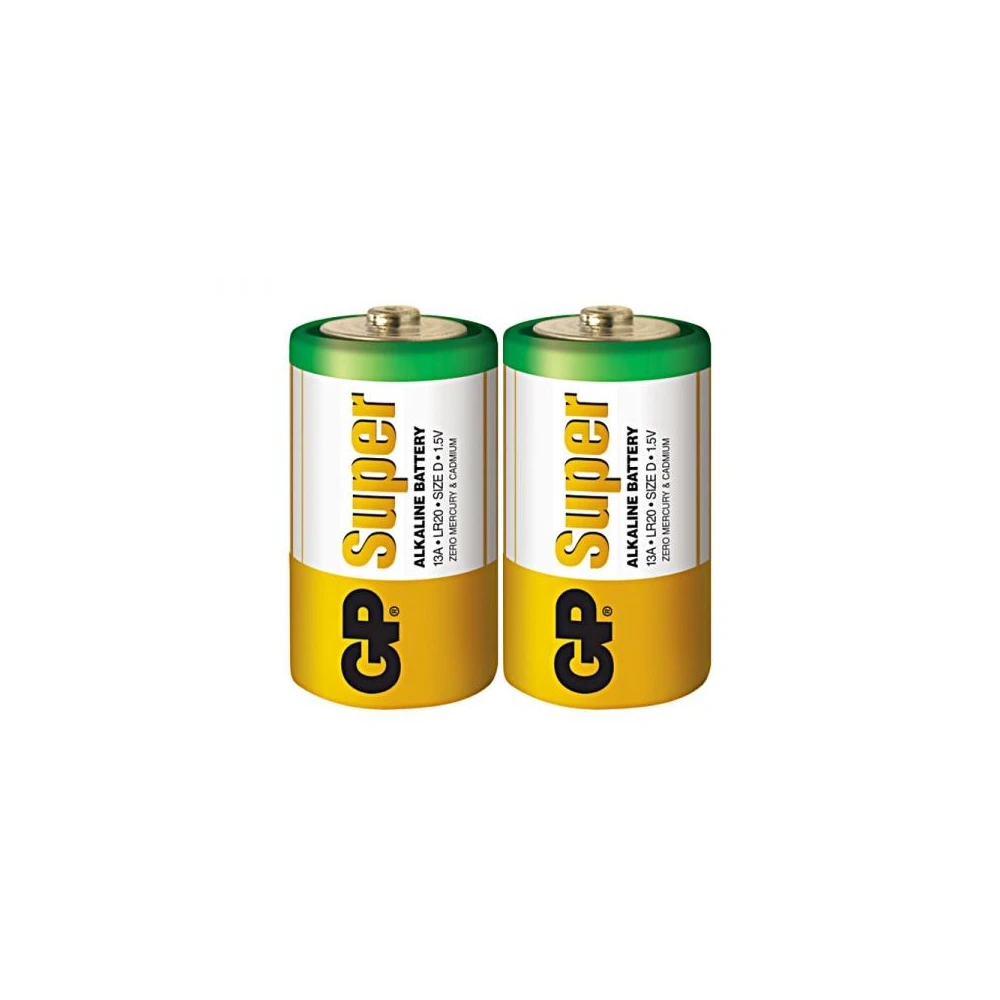 Алкална батерия GP SUPER LR20, 2 бр. в опаковка / shrink, 1.5V