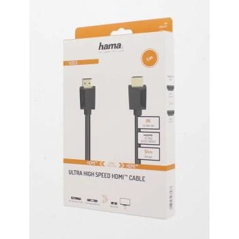 Кабел HAMA High Speed, HDMI мъжко - HDMI мъжко, 8K, 48GB/s, Ethernet, 1 м, Позл. конектори, Черен