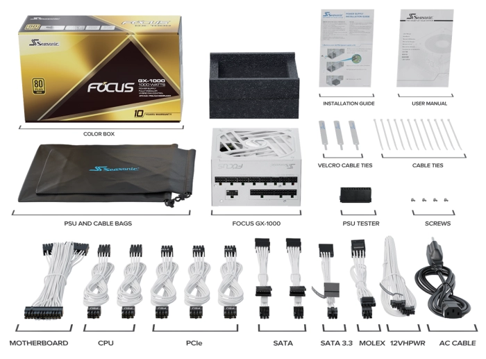 SEASONIC FOCUS GX-1000 White ATX 3.0 Gold 1000W