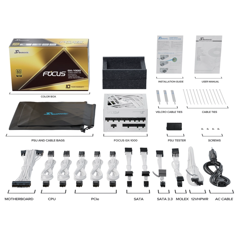 SEASONIC FOCUS GX-1000 White ATX 3.0 Gold 1000W