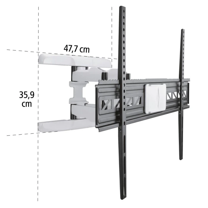 Стенна стойка за TV HAMA, Регулируема, 46"-90", до 75 кг, Черен/Бял
