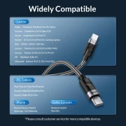 Orico кабел Cable USB C-to-C PD 100W Charging 1.5m Black - C2CZ-BK-15