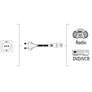 Захранващ кабел HAMA, Euro-plug, 2pin(IEC C7) женско, 1.5м, Черен