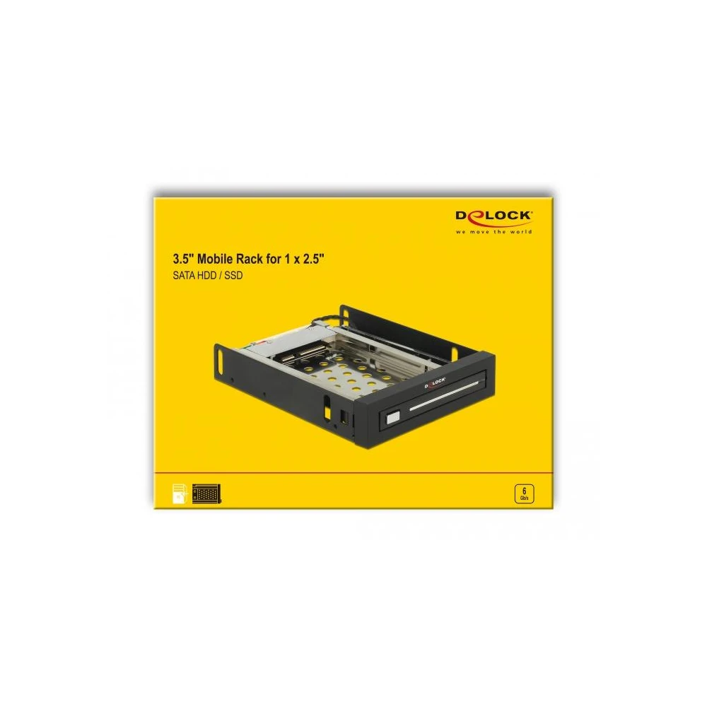 Чекмедже Delock 3.5″, За 1 x 2.5″ SATA HDD / SSD, Черен