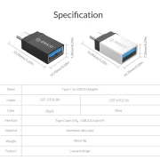 Orico Адаптер Adapter OTG USB3.0 AF to Type-C - CBT-UT01-BK