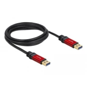 Кабел Delock  USB-A мъжко - USB-А мъжко, 2 м, Premium, Екраниран, Черен