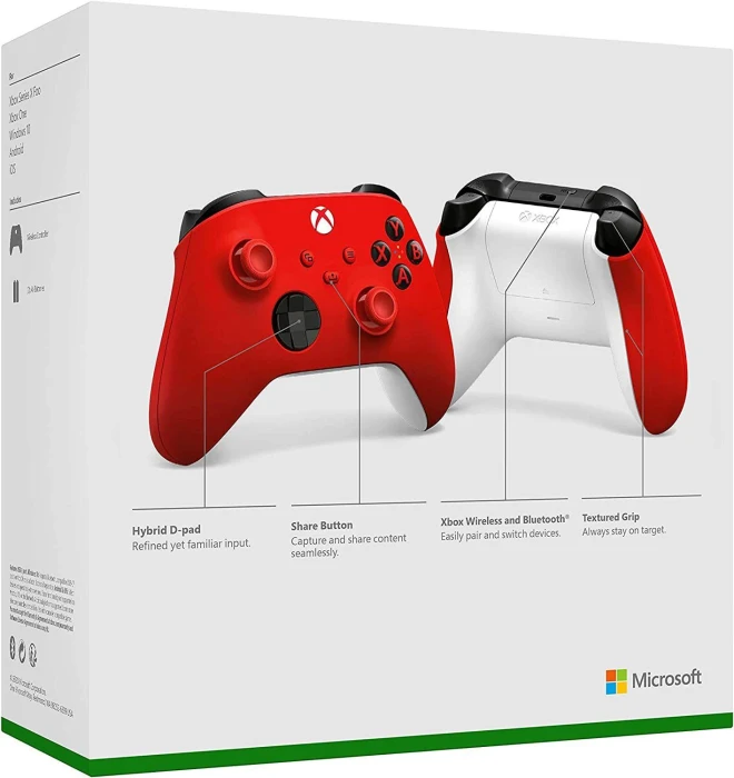 Контролер Microsoft, За Xbox, Безжичен, Червен