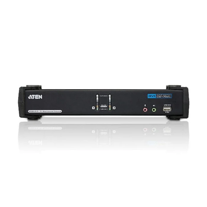 KVMP превключвател ATEN CS1782A 2-портов, USB, DVI Dual Link, CH7.1 Audio