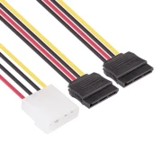VCom Molex > 2 x SATA Power - 0.15m