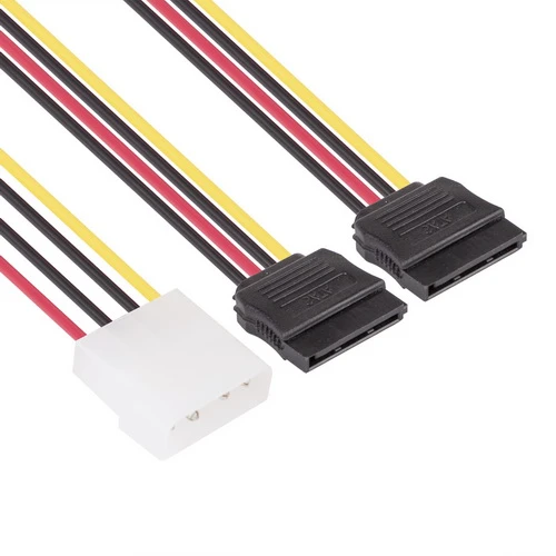 VCom Molex > 2 x SATA Power - 0.15m