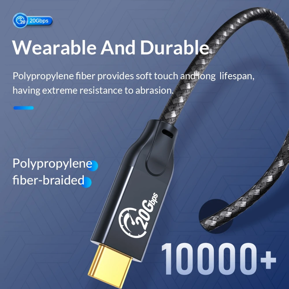 Orico кабел Cable USB 3.2 Gen2x2 - Type-C to Type-C PD100W 20Gbps 0.5m Black - CM32-05-BK