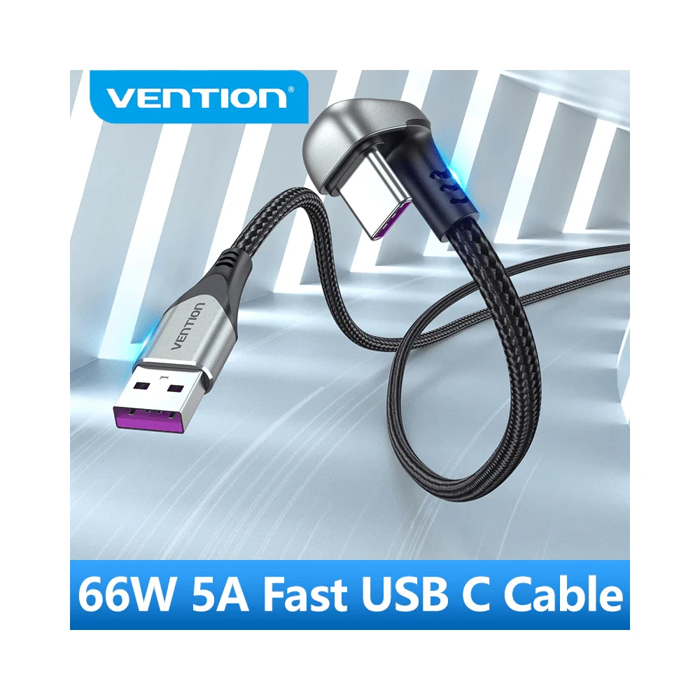 Vention Кабел USB 3.1 Type-C / USB 2.0 AM - 0.5M Black U-Shaped, Aluminum Alloy 5A - COHHD