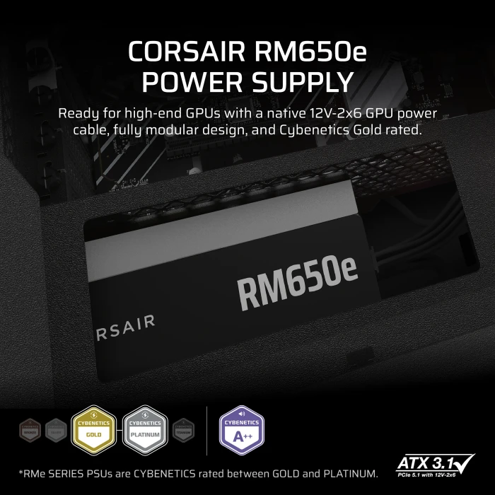 Corsair 2025 RM650e Cybenetics GOLD 650W