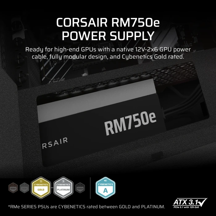 Corsair 2025 RM750e Cybenetics GOLD 750W