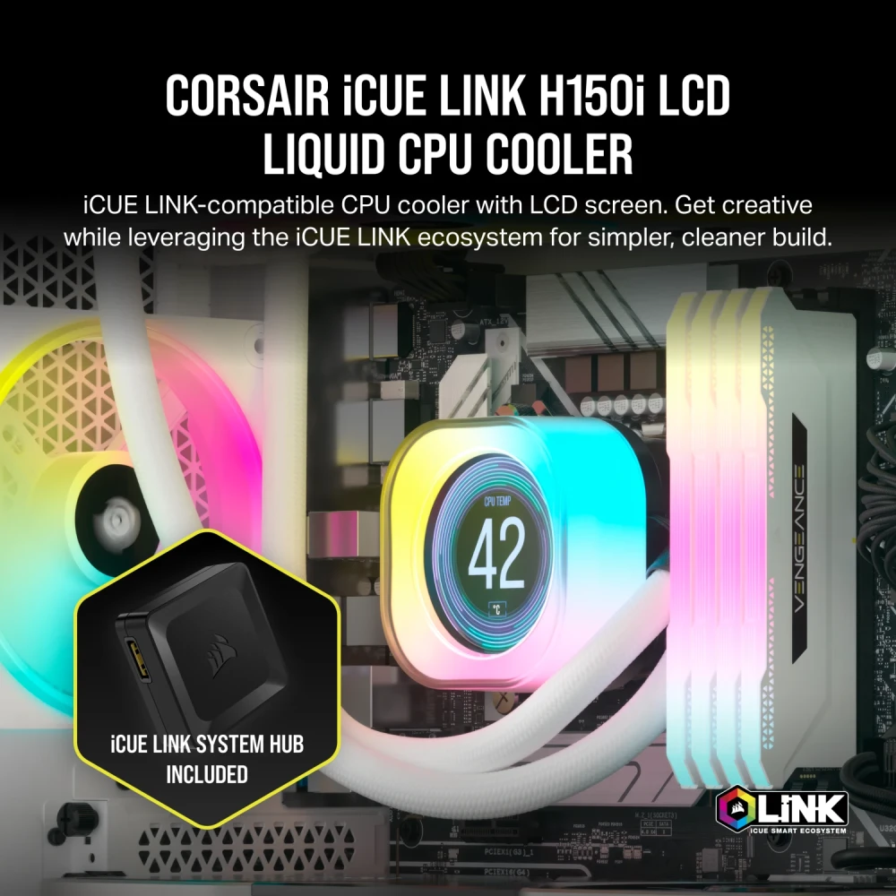 CORSAIR iCUE LINK H150i LCD White