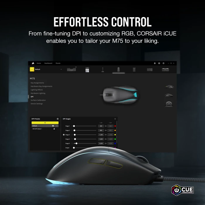 CORSAIR M75 Wired Lightweight RGB