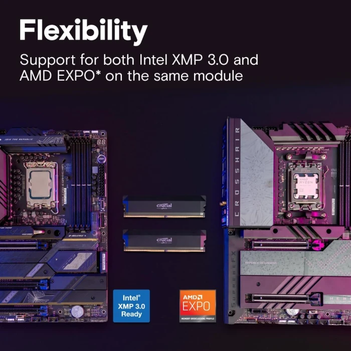 32GB (2x16) DDR5-6400 CL38 CRUCIAL PRO Black EXPO & XMP