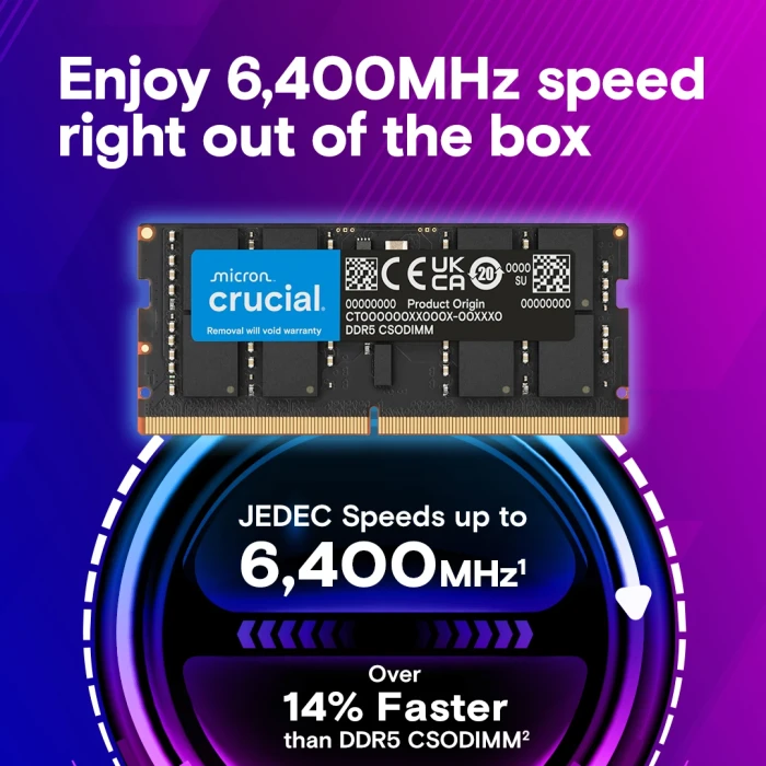 32GB DDR5-6400 CL52 CSODIMM Crucial
