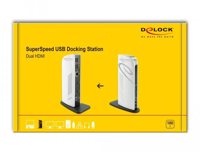 Докинг станция Delock За MacBook, HDMI Full-HD, USB 3.2, LAN, Audio, Черен/Бял