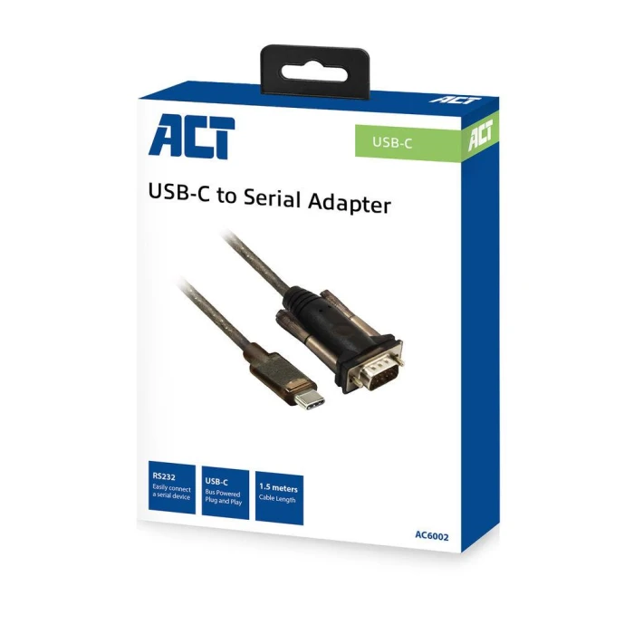 Конвертор ACT AC6002, USB-C мъжко - RS232 мъжко, 1.5 м