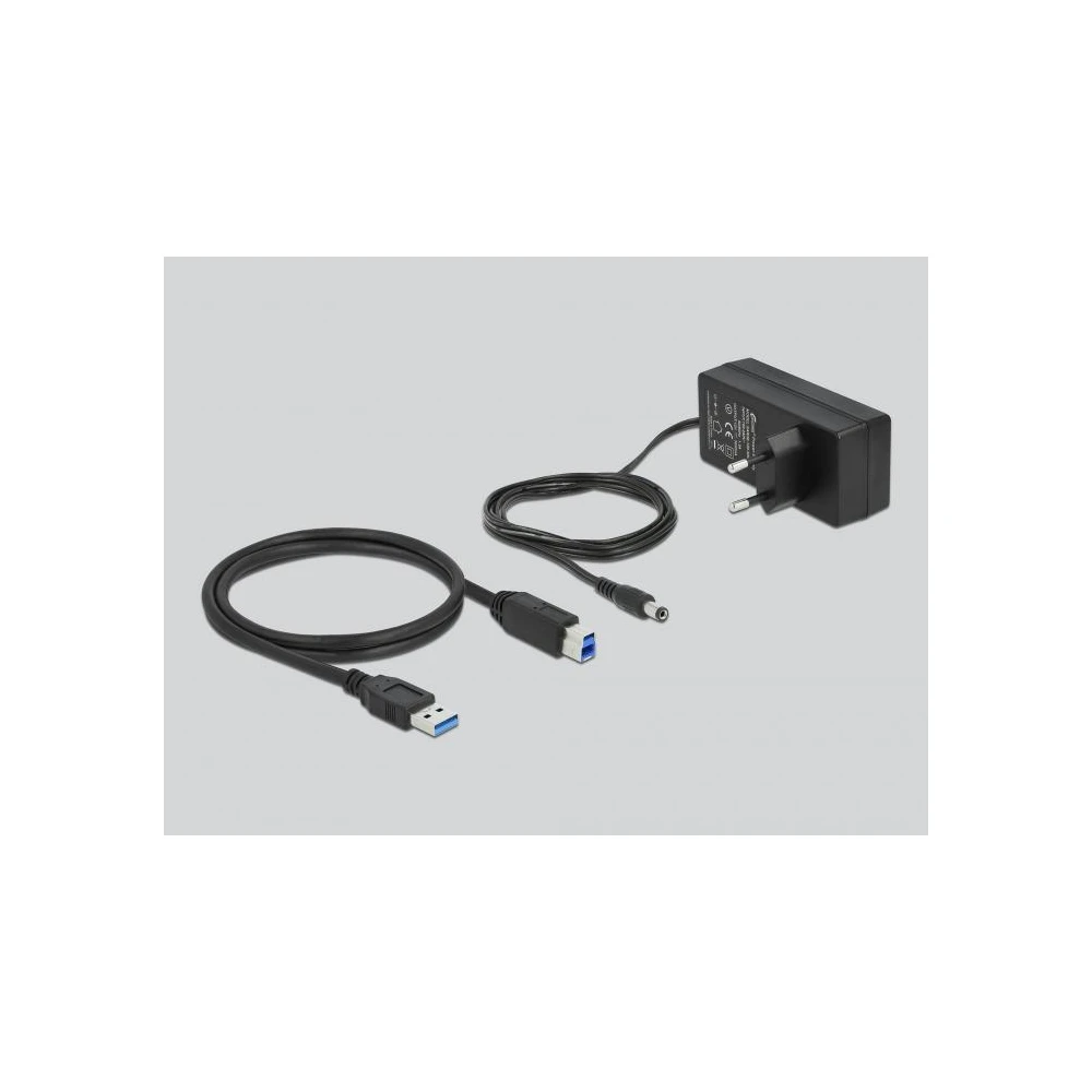 USB хъб Type-C Delock  7 x USB-A, 1 Fast Charging Port, 1 x USB-B, 1 x USB-C PD, Подсветка, Сив