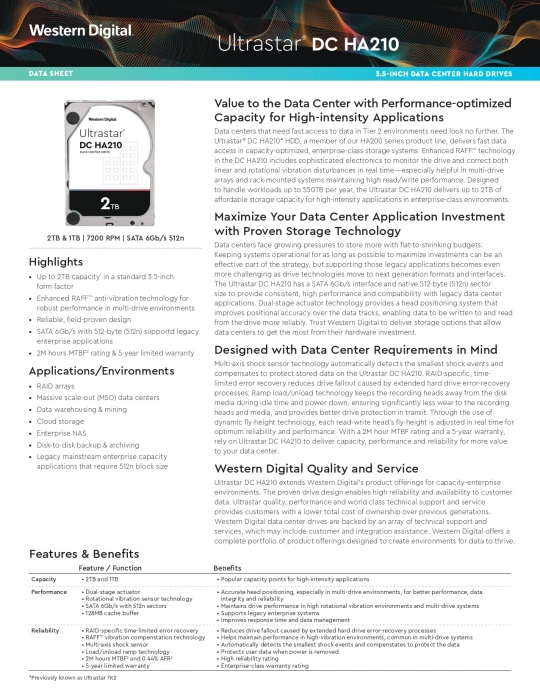 WD (HGST) DC HA210 Ultrastar 2TB