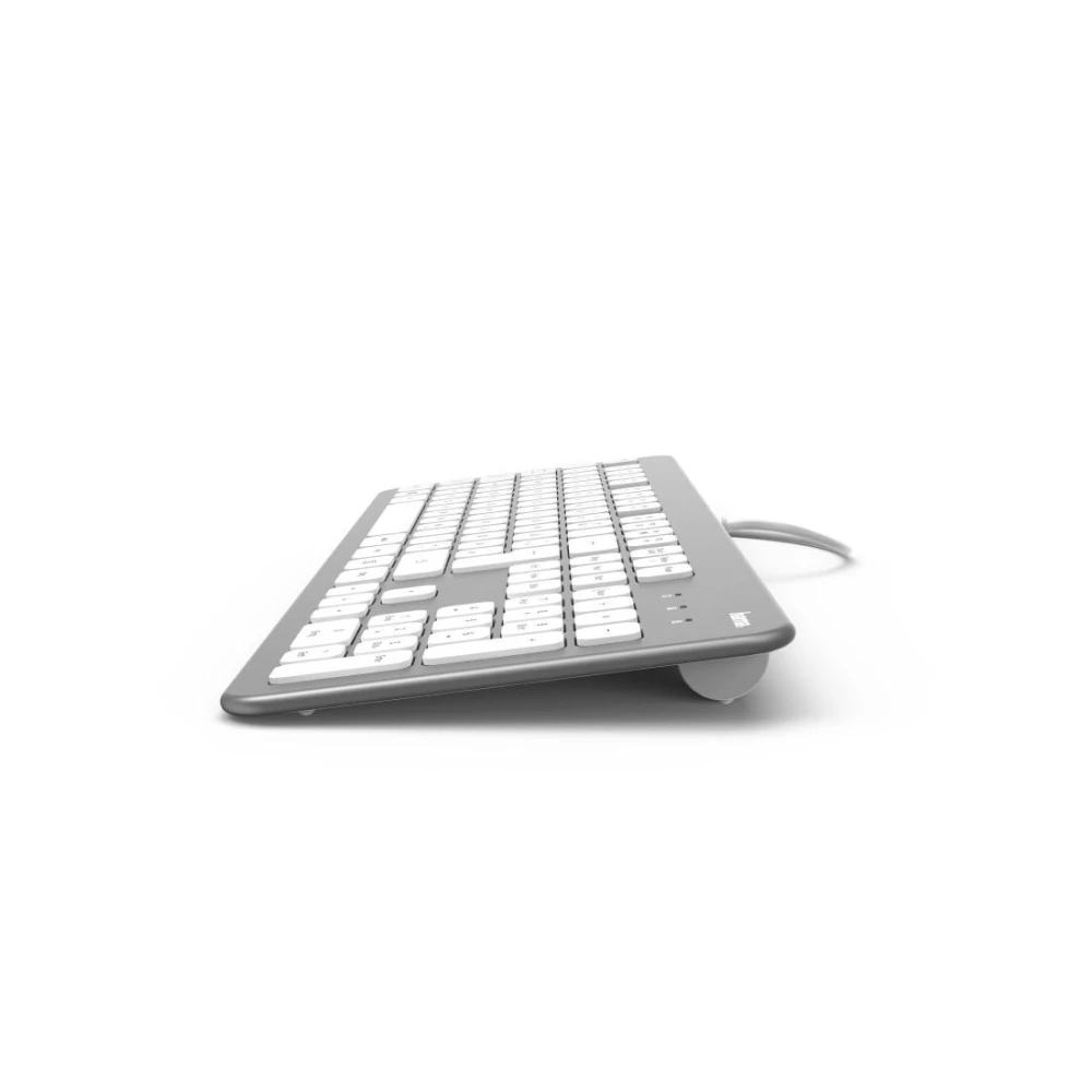 Клавиатура безшумна HAMA KC-700, с кабел, USB, кирилизирана, Сребрист/Бял