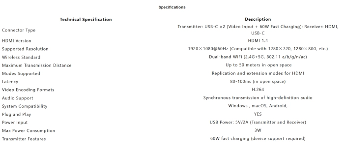 VCom Wireless Screen Cast - DD545-TC