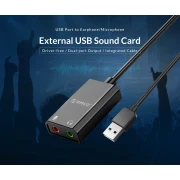 Orico външна звукова карта USB Sound card - Headphones, Mic, Black - SKT2-BK