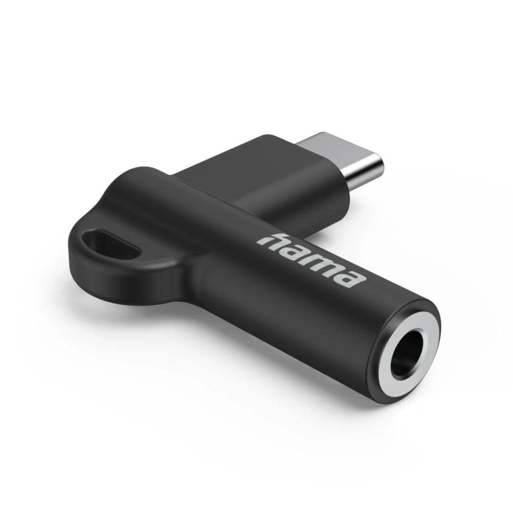 HAMA Адаптер Hama USB-C – 3,5 mm жак, Aux, 90°, черен