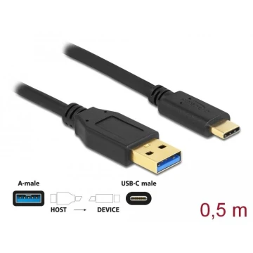 Кабел Delock USB-C мъжко - USB 3.2 A мъжко, 0.5 м