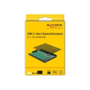 Външно чекмедже Delock, За M.2 NVMe PCIe SSD, USB-C 3.1 Gen 2, 2.5″